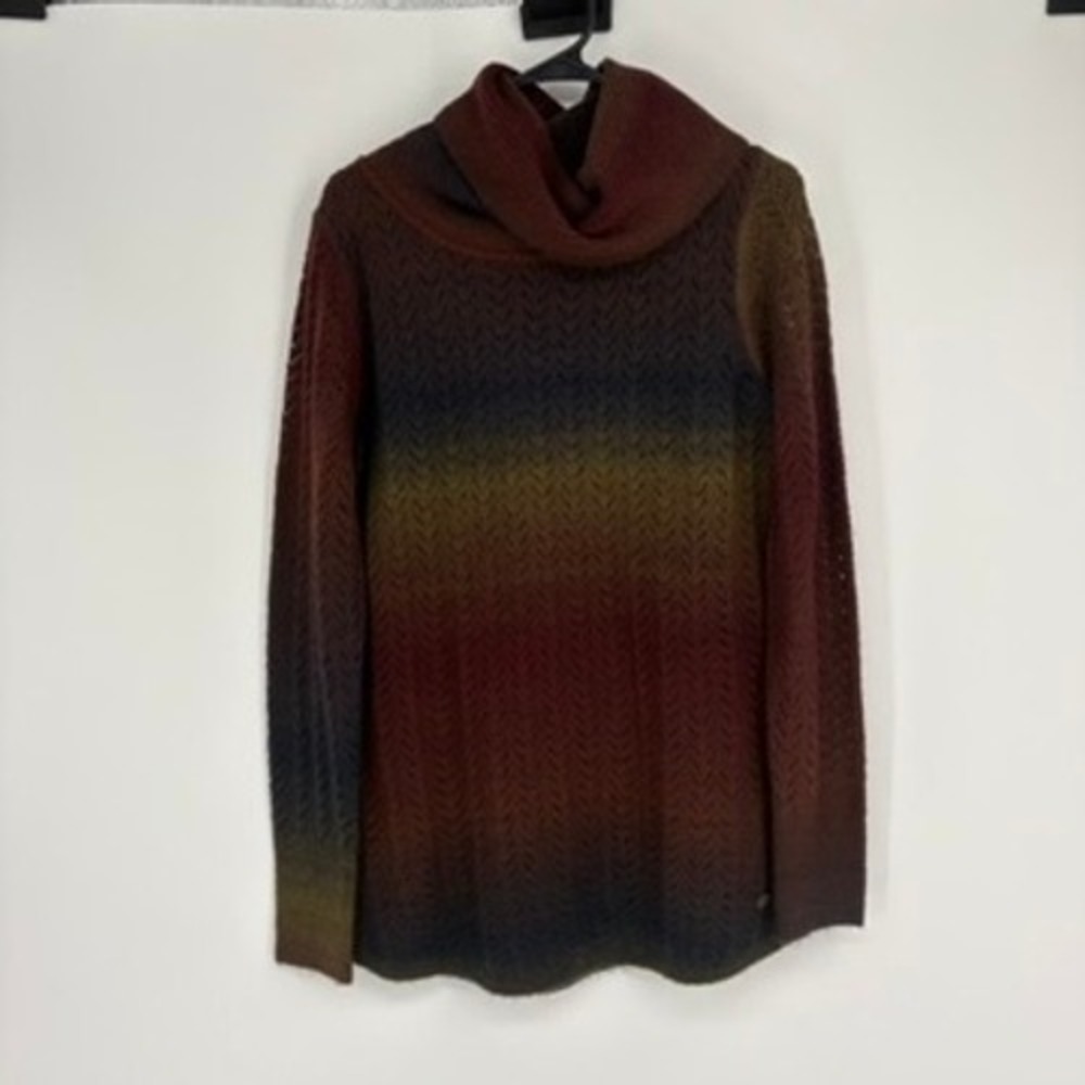 Royal Robbins Ombre Burgundy Open Knit Cowl Neck Sweater Size S